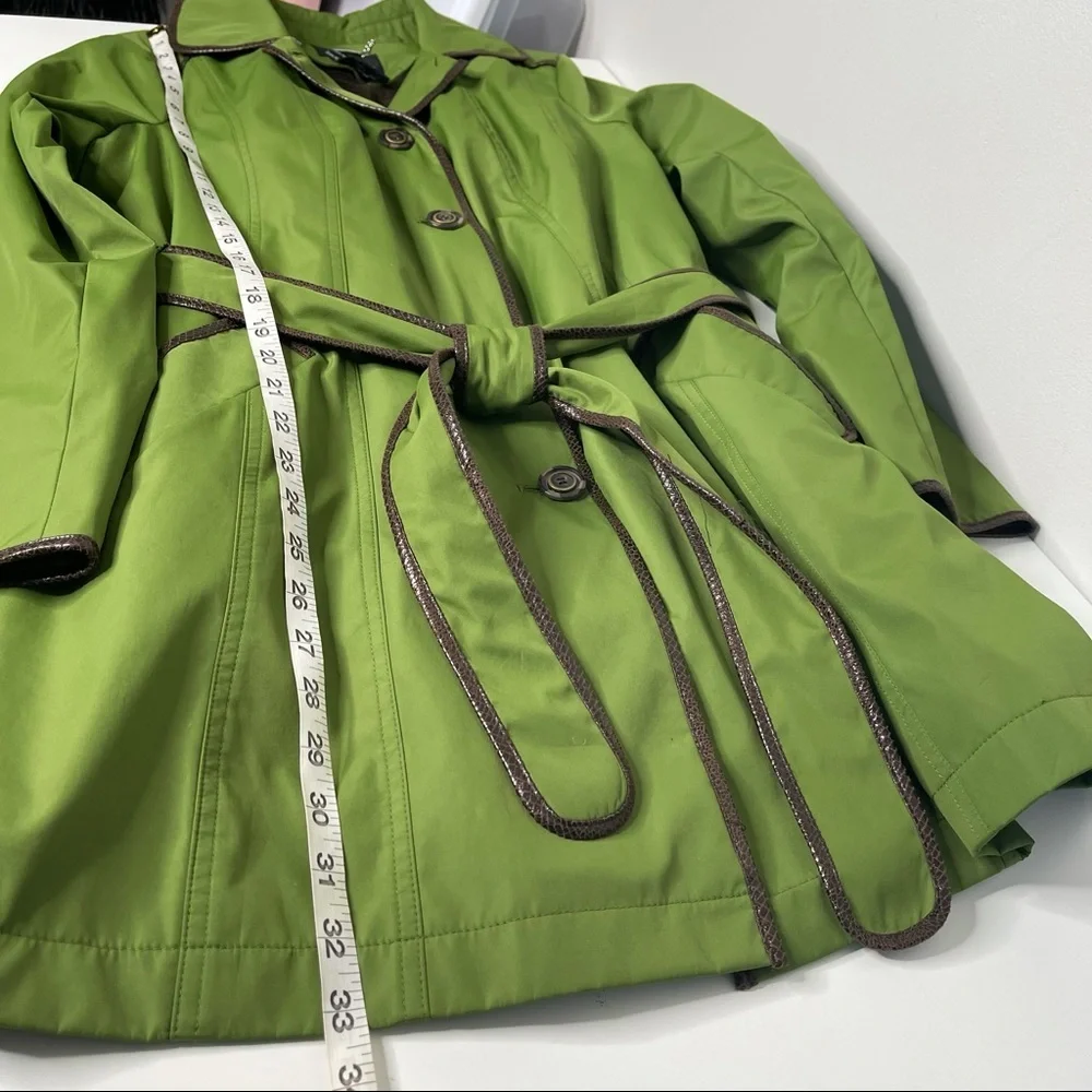 Dennis Basso green/BrownTrim Coat Jacket - Picture 5 of 11